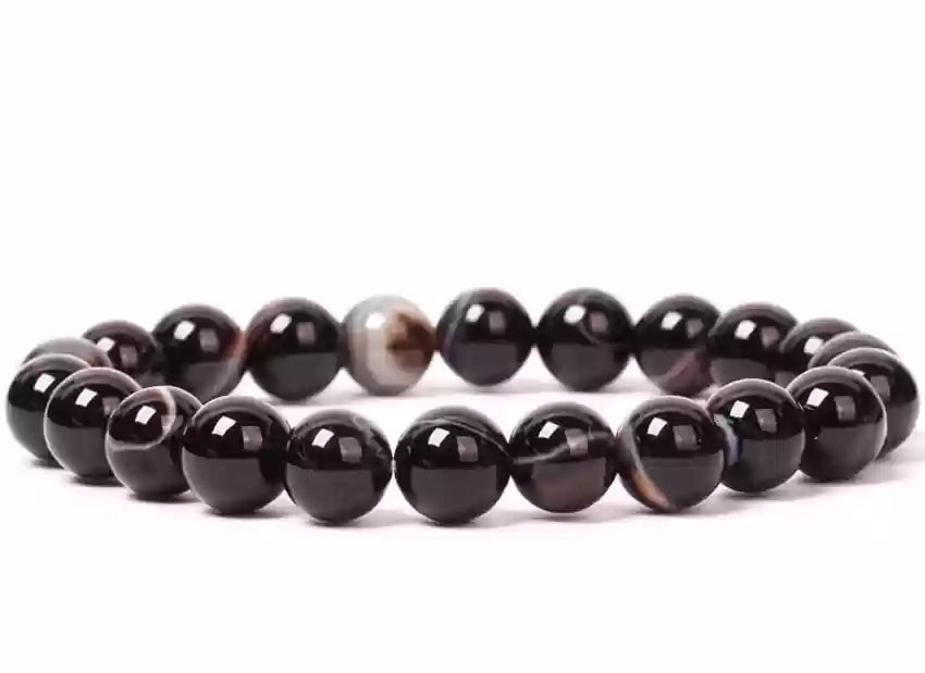 Black Agate (Hakik) Gemstone Bracelet (Certified)