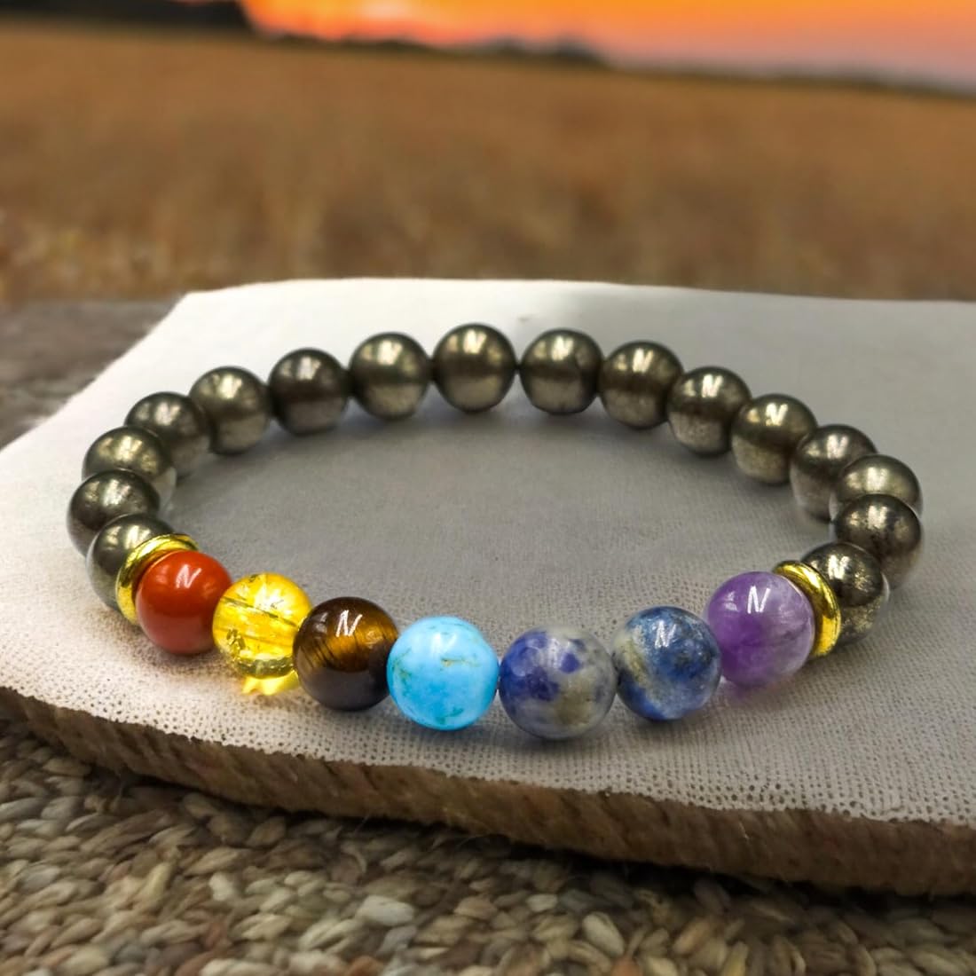 Pyrite x Seven Chakra Bracelet (Certified)