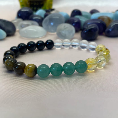 Opportunity & growth bracelet is a combination of citrine, green aventurine, tiger eye, clear quartz and black tourmaline crystals Bracelet (Certified)