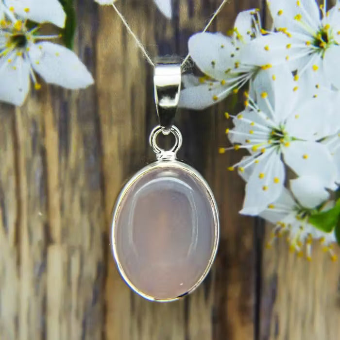 Rose Quartz Silver Pendant (Certificate)