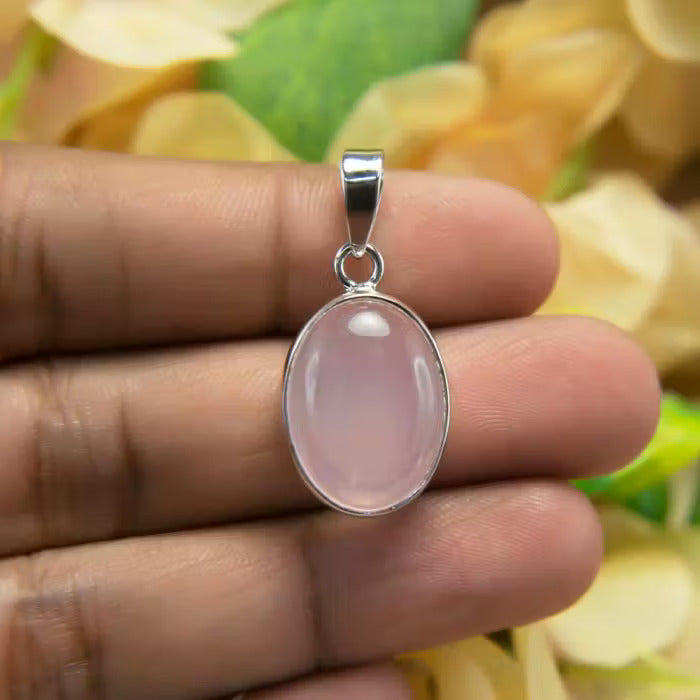 Rose Quartz Silver Pendant (Certificate)